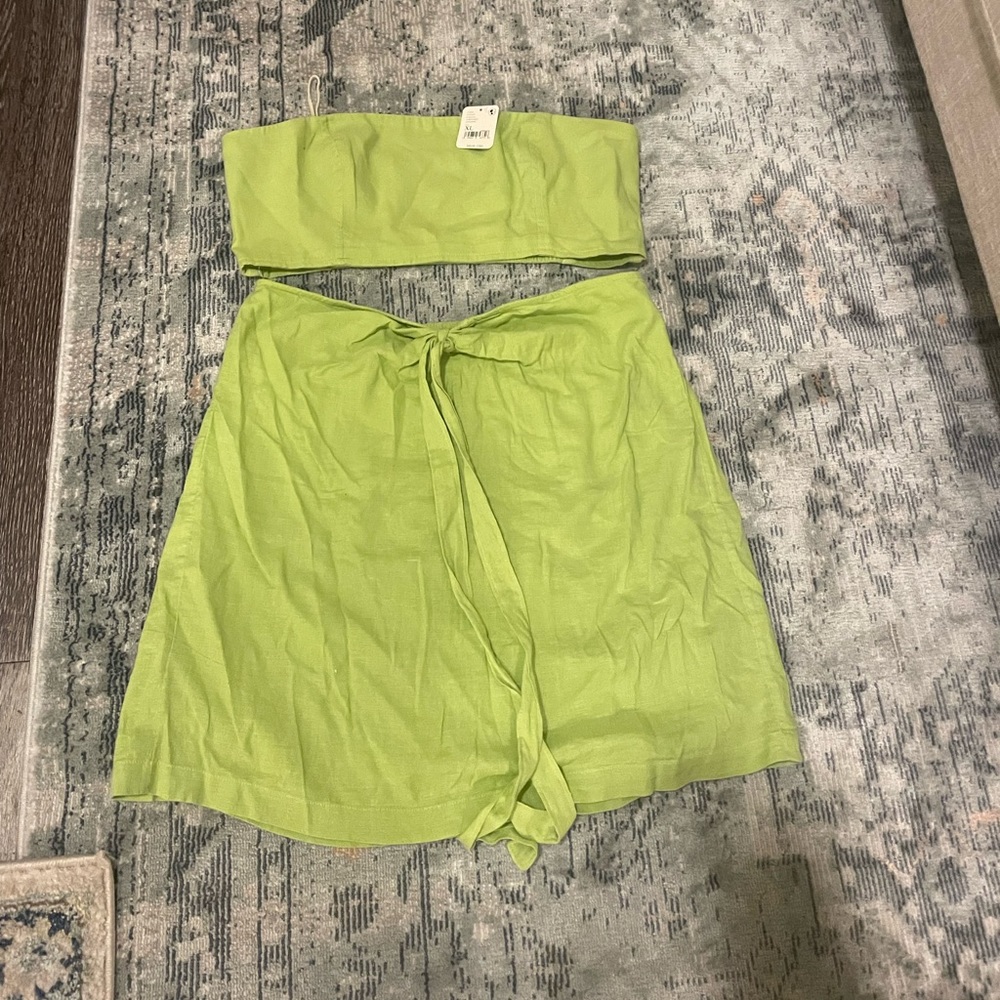 Free people green skirt set XL NWT